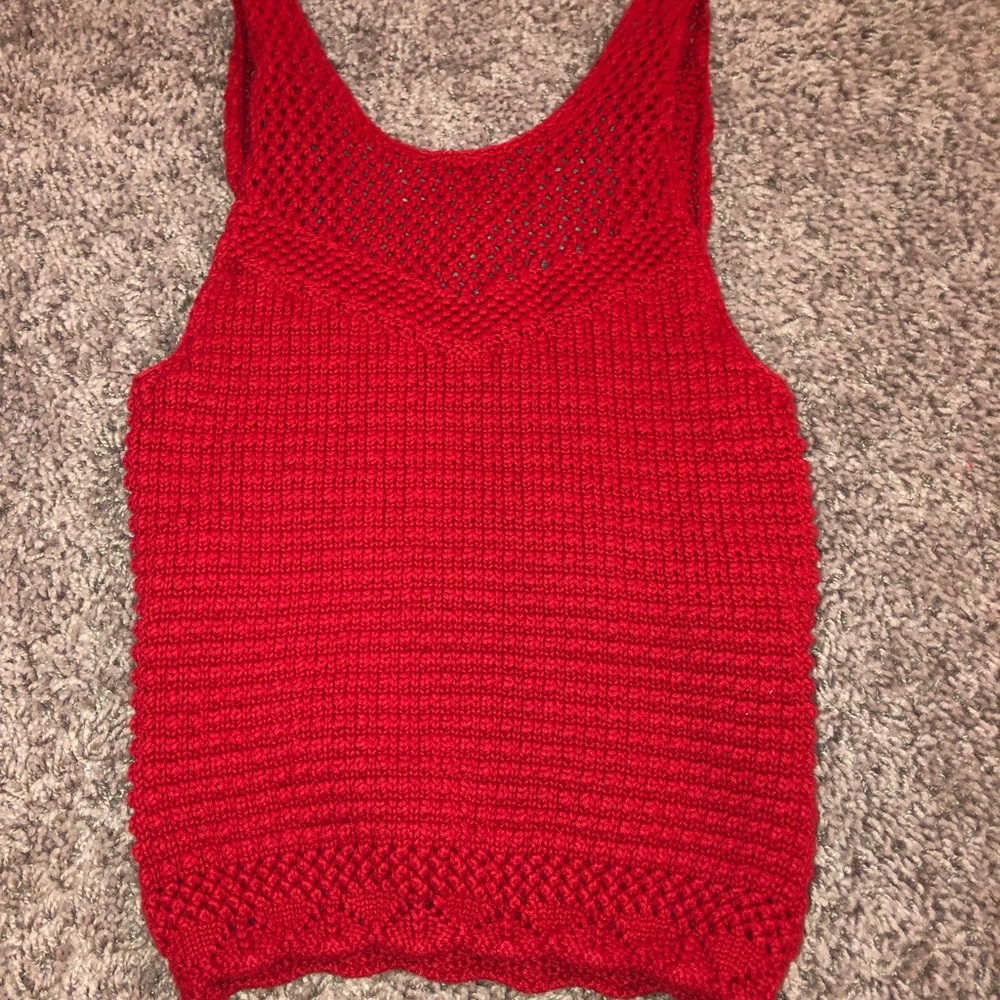 Hollister red crochet tank top